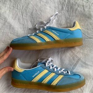 Adidas Originals Gazelle Indoors Leather Suede Sneakers Blue Yellow